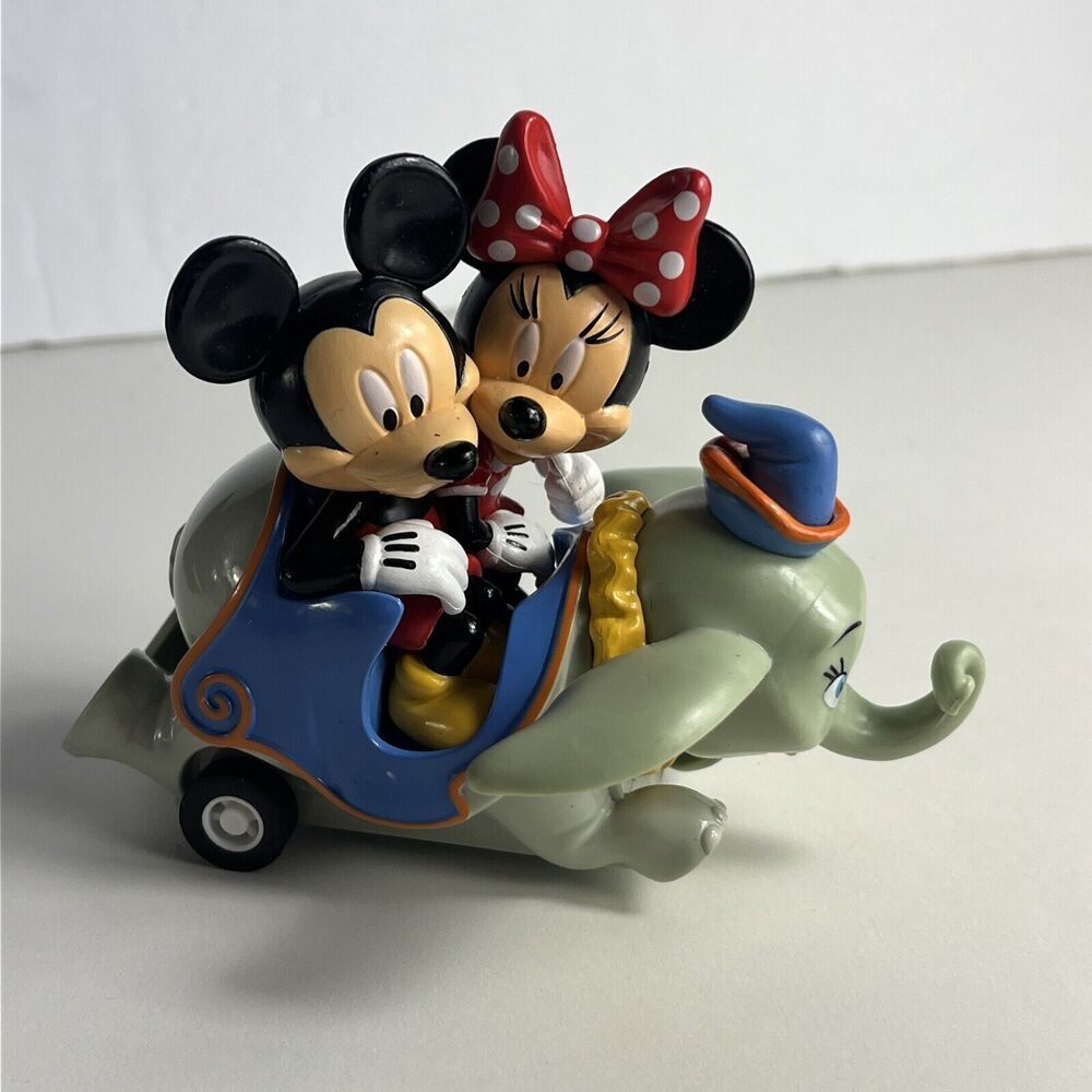 Disney Parks Exclusive Mickey & Minnie Mouse Dumbo Ride Pull Back Toy Figure